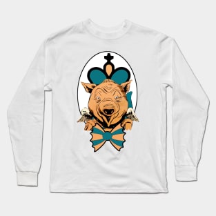 Holy pig with a tie, wings and cross Long Sleeve T-Shirt